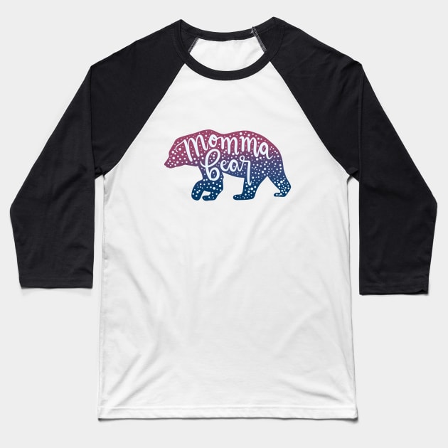 Momma Bear - pink and blue ombré Baseball T-Shirt by NewBranchStudio